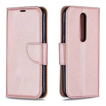 Classic Luxury Litchi Leather Phone Wallet Case for Nokia 4.2 - Golden