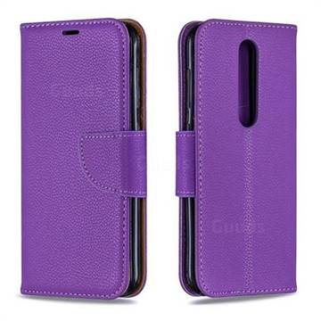 Classic Luxury Litchi Leather Phone Wallet Case for Nokia 4.2 - Purple