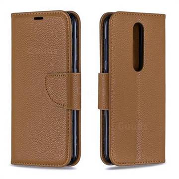 Classic Luxury Litchi Leather Phone Wallet Case for Nokia 4.2 - Brown