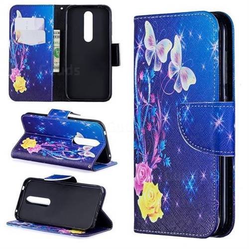 Yellow Flower Butterfly Leather Wallet Case for Nokia 4.2