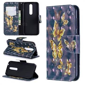 Silver Golden Butterfly 3D Painted Leather Wallet Phone Case for Nokia 4.2