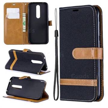Jeans Cowboy Denim Leather Wallet Case for Nokia 4.2 - Black