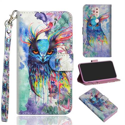 Watercolor Owl 3D Painted Leather Wallet Case for Nokia 4.2