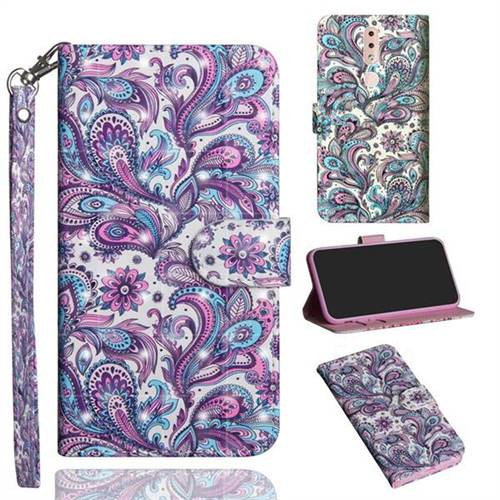 Swirl Flower 3D Painted Leather Wallet Case for Nokia 4.2