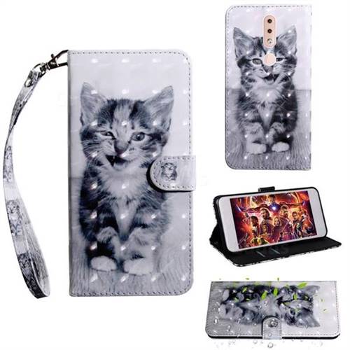 Smiley Cat 3D Painted Leather Wallet Case for Nokia 4.2