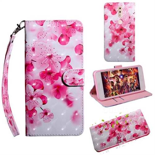 Peach Blossom 3D Painted Leather Wallet Case for Nokia 4.2