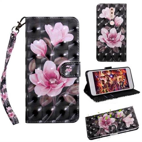 Black Powder Flower 3D Painted Leather Wallet Case for Nokia 4.2