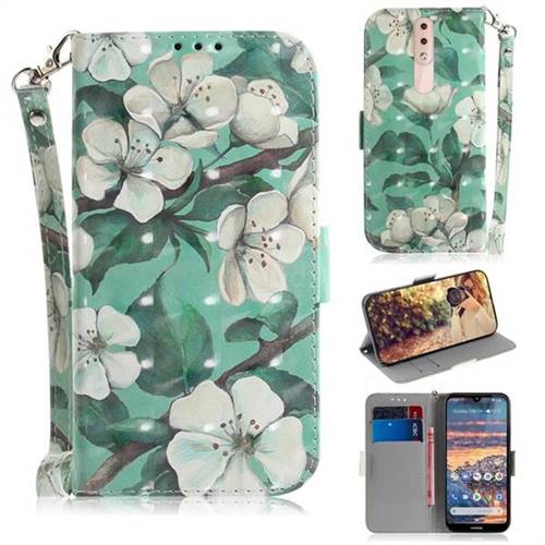 Watercolor Flower 3D Painted Leather Wallet Phone Case for Nokia 4.2