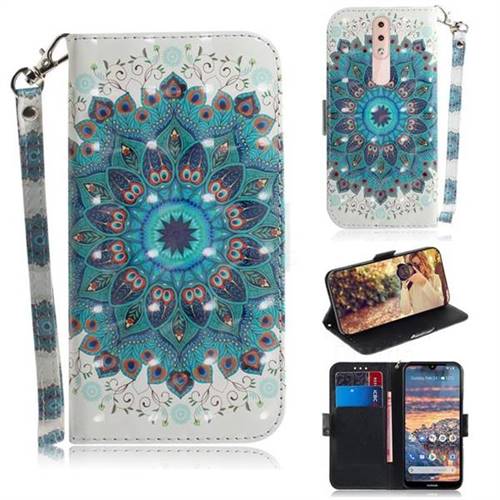 Peacock Mandala 3D Painted Leather Wallet Phone Case for Nokia 4.2