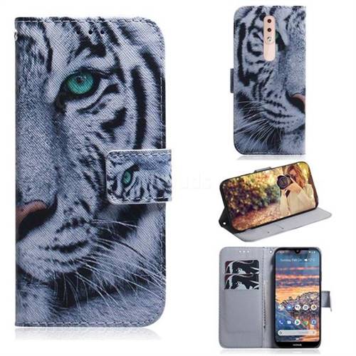 White Tiger PU Leather Wallet Case for Nokia 4.2