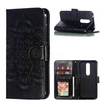 Intricate Embossing Datura Solar Leather Wallet Case for Nokia 4.2 - Black