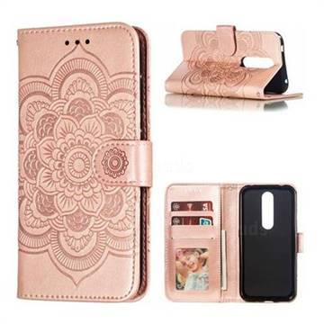 Intricate Embossing Datura Solar Leather Wallet Case for Nokia 4.2 - Rose Gold