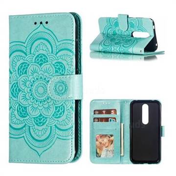 Intricate Embossing Datura Solar Leather Wallet Case for Nokia 4.2 - Green