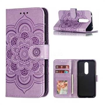 Intricate Embossing Datura Solar Leather Wallet Case for Nokia 4.2 - Purple