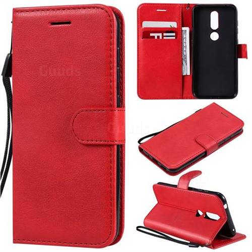 Retro Greek Classic Smooth PU Leather Wallet Phone Case for Nokia 4.2 - Red
