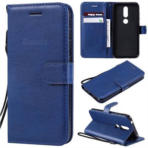 Retro Greek Classic Smooth PU Leather Wallet Phone Case for Nokia 4.2 - Blue