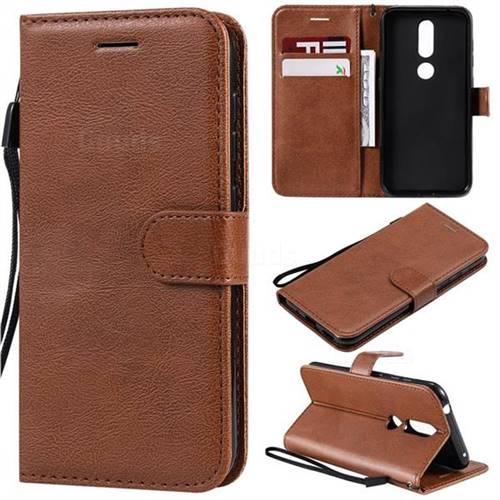Retro Greek Classic Smooth PU Leather Wallet Phone Case for Nokia 4.2 - Brown