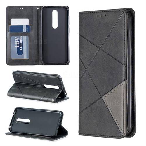Prismatic Slim Magnetic Sucking Stitching Wallet Flip Cover for Nokia 4.2 - Black