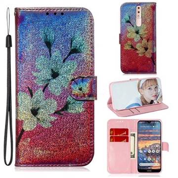 Magnolia Laser Shining Leather Wallet Phone Case for Nokia 4.2