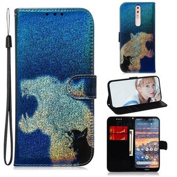 Cat and Leopard Laser Shining Leather Wallet Phone Case for Nokia 4.2