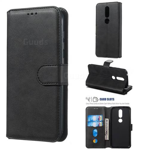 Retro Calf Matte Leather Wallet Phone Case for Nokia 4.2 - Black