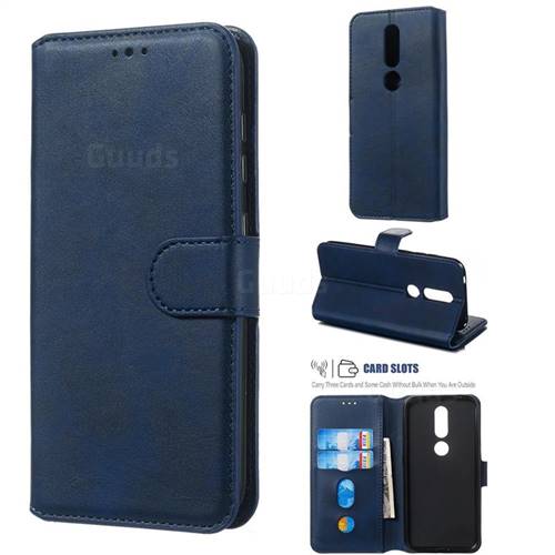 Retro Calf Matte Leather Wallet Phone Case for Nokia 4.2 - Blue