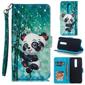 Cute Panda 3D Painted Leather Phone Wallet Case for Nokia 4.2