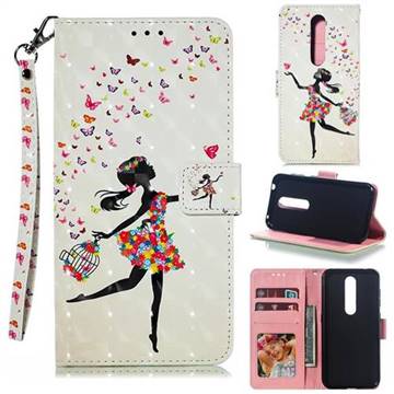 Flower Girl 3D Painted Leather Phone Wallet Case for Nokia 4.2