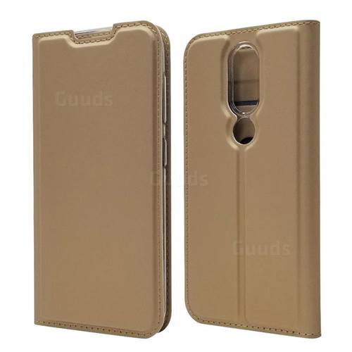 Ultra Slim Card Magnetic Automatic Suction Leather Wallet Case for Nokia 4.2 - Champagne