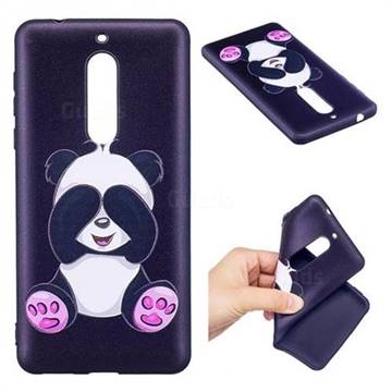 Lovely Panda 3D Embossed Relief Black Soft Back Cover for Nokia 5 Nokia5