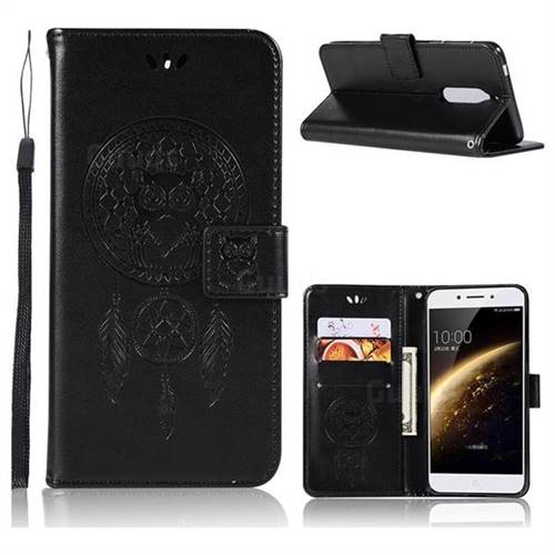 Intricate Embossing Owl Campanula Leather Wallet Case for Nokia 5 Nokia5 - Black
