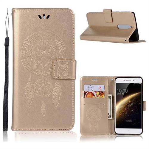 Intricate Embossing Owl Campanula Leather Wallet Case for Nokia 5 Nokia5 - Champagne