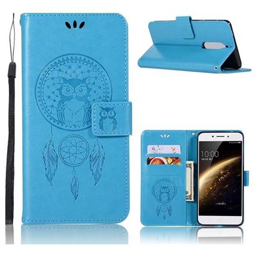 Intricate Embossing Owl Campanula Leather Wallet Case for Nokia 5 Nokia5 - Blue
