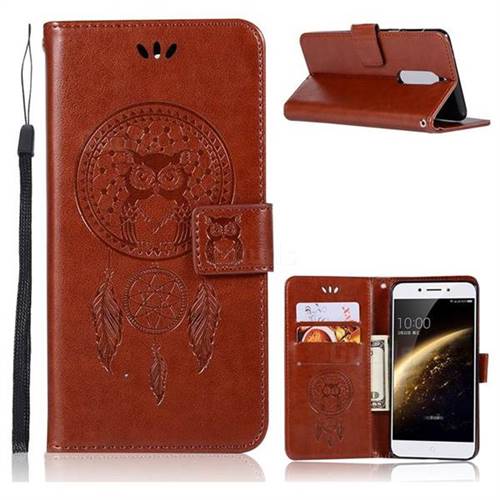 Intricate Embossing Owl Campanula Leather Wallet Case for Nokia 5 Nokia5 - Brown