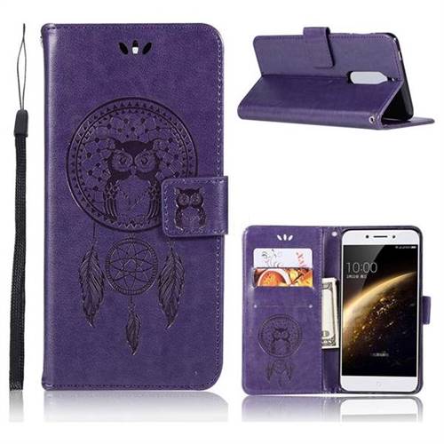 Intricate Embossing Owl Campanula Leather Wallet Case for Nokia 5 Nokia5 - Purple