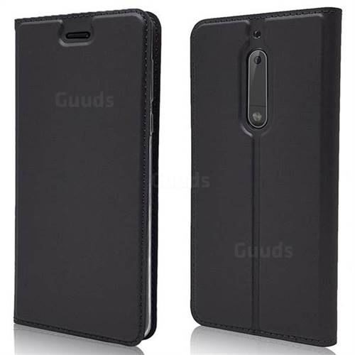 Ultra Slim Card Magnetic Automatic Suction Leather Wallet Case for Nokia 5 Nokia5 - Star Grey