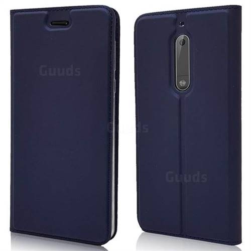 Ultra Slim Card Magnetic Automatic Suction Leather Wallet Case for Nokia 5 Nokia5 - Royal Blue