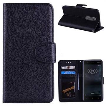 Litchi Pattern PU Leather Wallet Case for Nokia 5 Nokia5 - Black