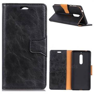 MURREN Luxury Crazy Horse PU Leather Wallet Phone Case for Nokia 5 Nokia5 - Black