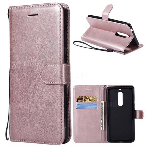 Retro Greek Classic Smooth PU Leather Wallet Phone Case for Nokia 5 Nokia5 - Rose Gold