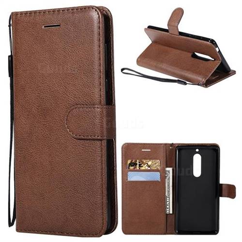 Retro Greek Classic Smooth PU Leather Wallet Phone Case for Nokia 5 Nokia5 - Brown