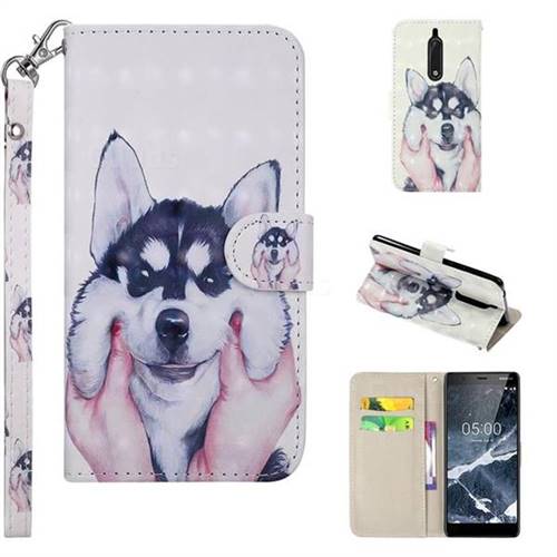 Husky Dog 3D Painted Leather Phone Wallet Case Cover for Nokia 5 Nokia5