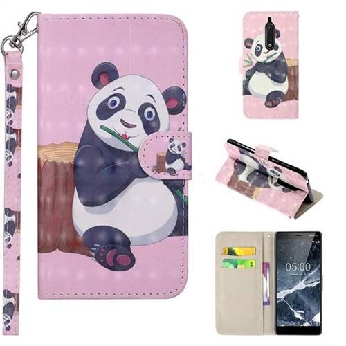 Happy Panda 3D Painted Leather Phone Wallet Case Cover for Nokia 5 Nokia5
