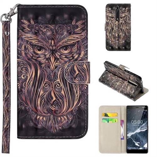 Tribal Owl 3D Painted Leather Phone Wallet Case Cover for Nokia 5 Nokia5