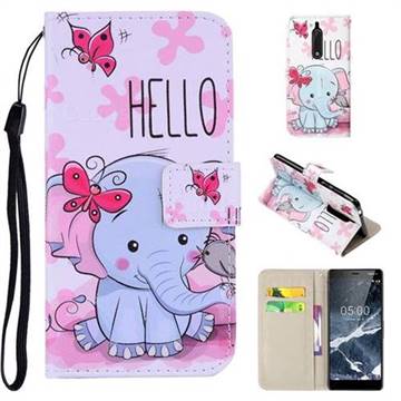 Butterfly Elephant PU Leather Wallet Phone Case Cover for Nokia 5 Nokia5