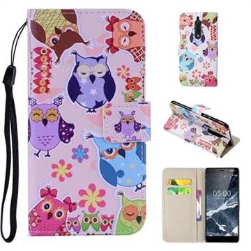 Colorful Owls PU Leather Wallet Phone Case Cover for Nokia 5 Nokia5