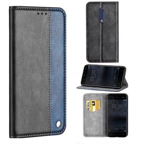 Classic Business Ultra Slim Magnetic Sucking Stitching Flip Cover for Nokia 5 Nokia5 - Blue