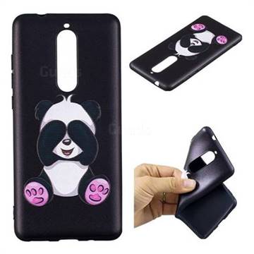 Lovely Panda 3D Embossed Relief Black Soft Back Cover for Nokia 5.1