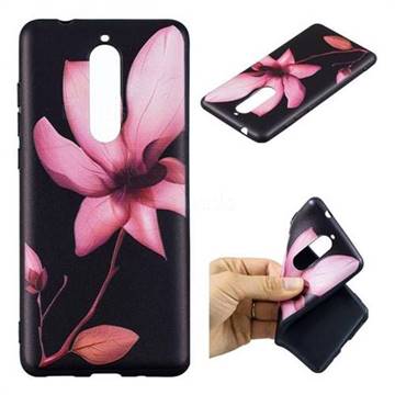 Lotus Flower 3D Embossed Relief Black Soft Back Cover for Nokia 5.1