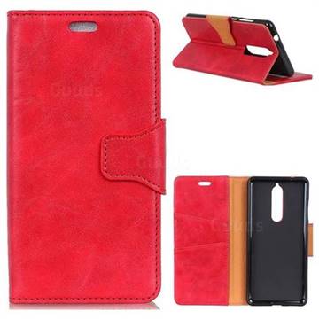MURREN Luxury Crazy Horse PU Leather Wallet Phone Case for Nokia 5.1 - Red